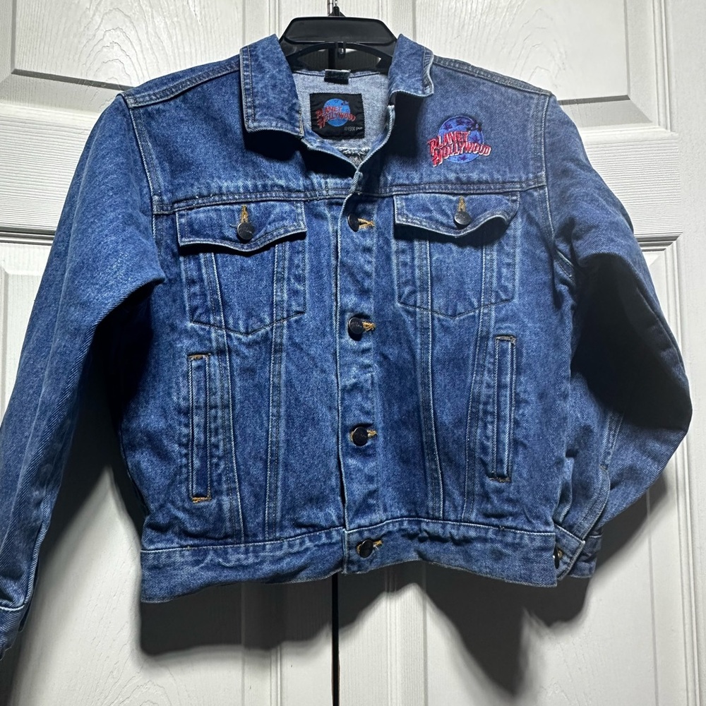 Hollywood Planet 90s Denim Jacket Indigo Kids L/10 Retro Style Vintage Outerwear
